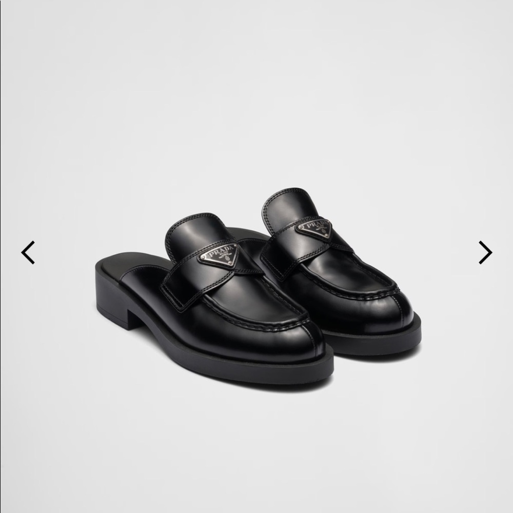 Prada chocolate brushed leather mules